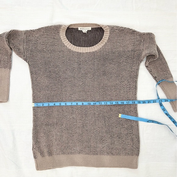BCBGeneration Knit Sweater Cotton Long Sleeved in Warm Sand Combo Oversized Fit - Picture 5 of 11